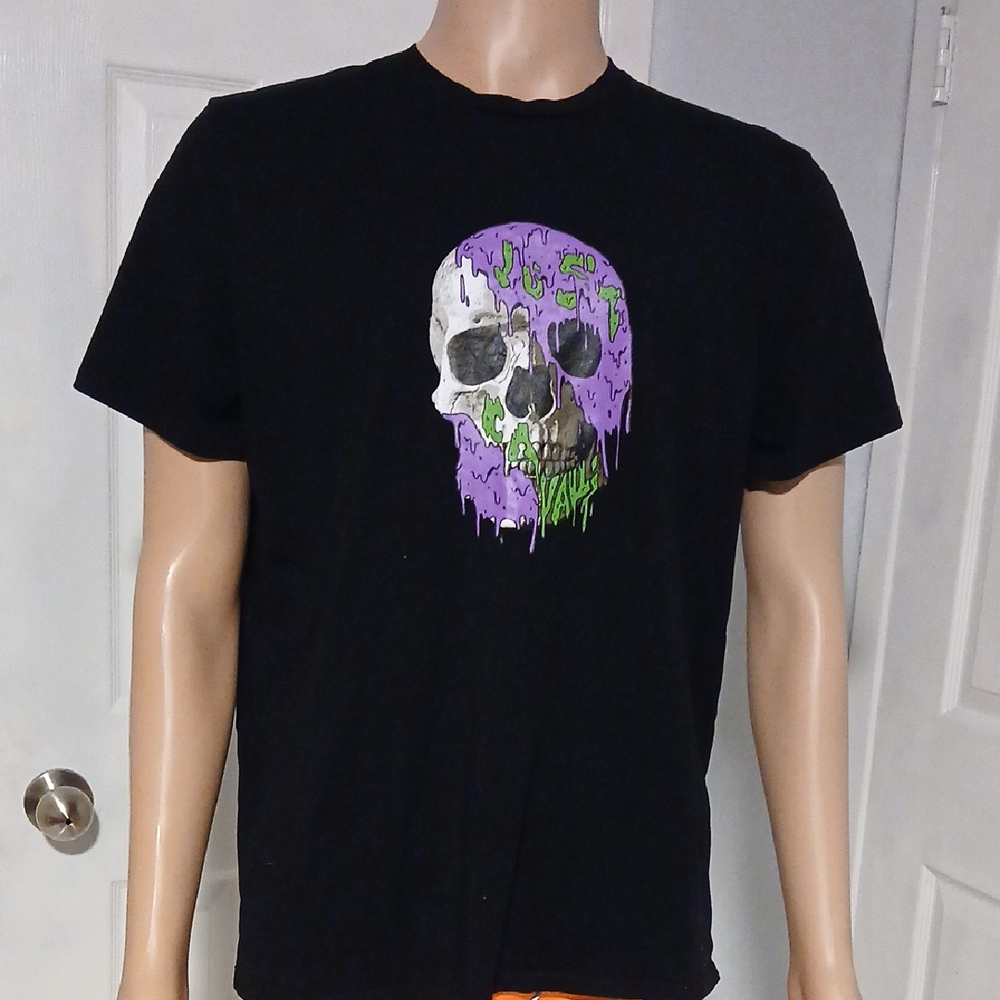 Black T-Shirt with Skull Graphic